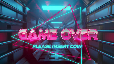 Animation-of-game-over-text-over-moving-digital-tunnel