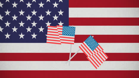 Animation-Von-Symbolen-Der-Amerikanischen-Flagge-über-Der-Amerikanischen-Flagge