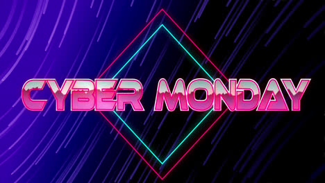 Animation-of-cyber-monday-only-text-over-moving-blue-and-pink-light-trails