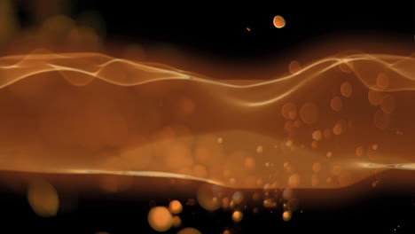 Animation-of-orange-smoke-and-dots-on-black-background