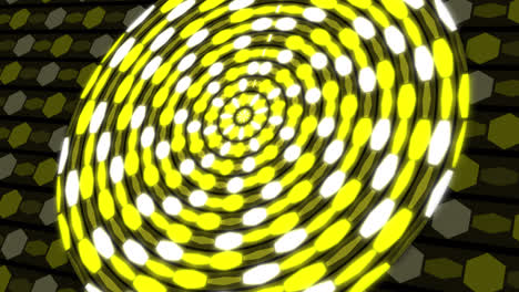 Animation-Eines-Kreises-Aus-Sechsecken,-Der-Seine-Farbe-In-Gelbtönen-ändert