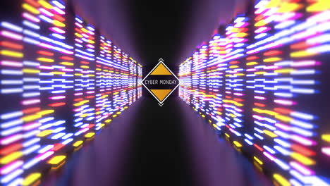 Animation-of-cuber-monday-in-violet-tunnel-with-neon-lights