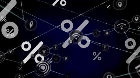 Animation-Eines-Netzwerks-Von-Verbindungen-über-Den-Prozentsatz-Auf-Schwarzem-Hintergrund
