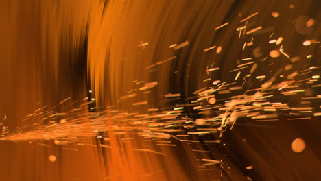 Animation-of-sparkles-over-orange-background-with-lines