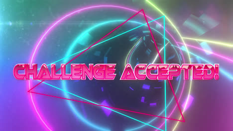 Animation-of-challenge-accepted-text-over-moving-digital-tunnel