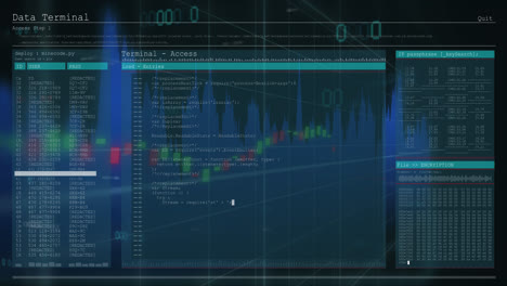 Finanzdatenverarbeitung-über-Computerschnittstelle-Mit-Datenverarbeitung-Vor-Grauem-Hintergrund