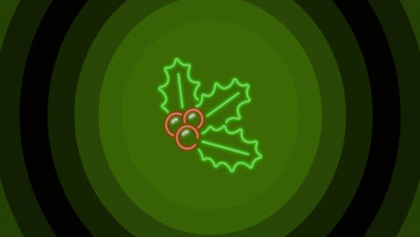 Animation-of-christmas-leaves-over-green-circles