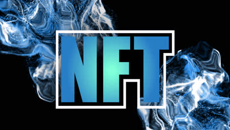 Animation-Von-NFT-über-Blauen-Wellen-Und-Schwarzem-Hintergrund