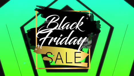 Animation-of-moving-pentagons-and-black-friday-sale-on-black-background