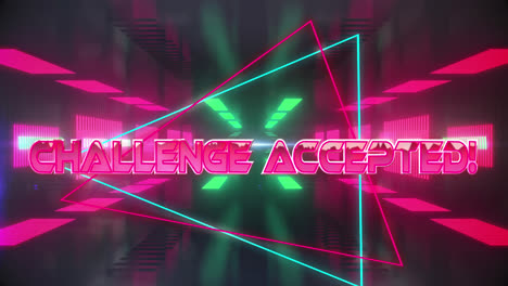 Animation-of-challenge-accepted-text-over-moving-digital-tunnel