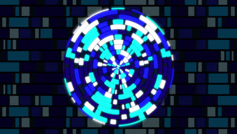 Animation-Eines-Kreises-Aus-Rechtecken,-Der-Seine-Farbe-In-Blautönen-ändert