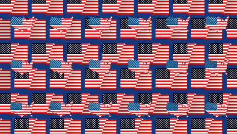 Animation-Der-USA,-Gefärbt-Mit-Amerikanischer-Flagge-über-Amerikanischen-Flaggen