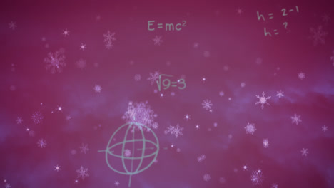 Animation-of-christmas-stars-falling-over-maths-equations