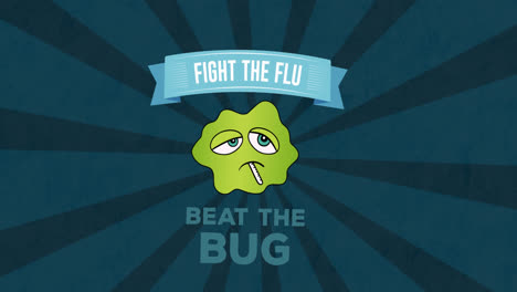 Animation-of-fight-the-flu-text-over-lines-on-green-background