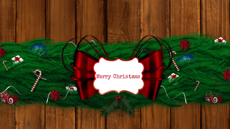 Animation-of-merry-christmas-text-over-christmas-decorations-and-fir-tree