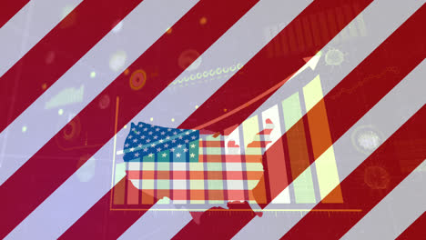 Animation-of-american-flag-with-statistics-processing