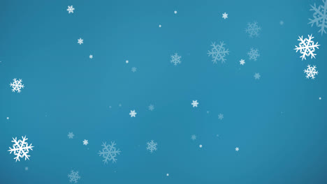 Animation-Eines-Weihnachtlichen-Schneeflockenmusters-Auf-Blauem-Hintergrund