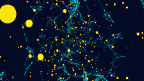 Animation-of-yellow-dots-over-constellations-on-dark-blue-background