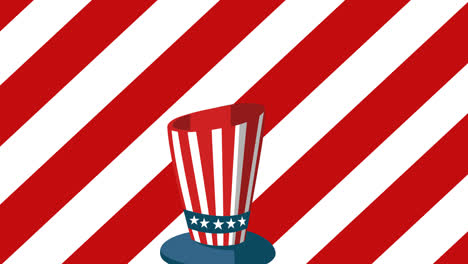 Animation-of-hat-coloured-with-american-flag-over-american-flag