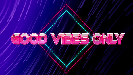 Animation-of-good-vibes-only-text-over-moving-blue-and-pink-light-trails