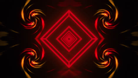 Animation-Von-Spiralförmigen-Flammen-Und-Res-Quadraten-Auf-Schwarzem-Hintergrund
