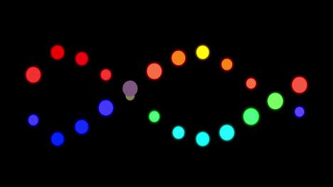 Animation-of-colorful-dna-rotating-on-black-background