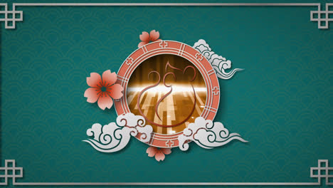 Animation-Des-Goldenen-Und-Rosa-Chinesischen-Rattensymbols-Auf-Blauem-Hintergrund