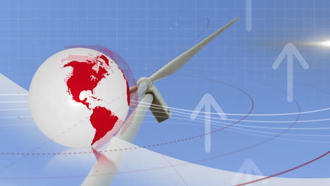 Animation-of-globe-and-arrows-data-processing-over-wind-turbine