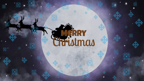 Animation-Des-Textes-„Frohe-Weihnachten“-über-Dem-Weihnachtsmann-Im-Schlitten-Und-Fallendem-Schnee