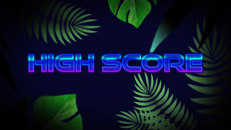 Animation-of-high-score-text-over-green-plants
