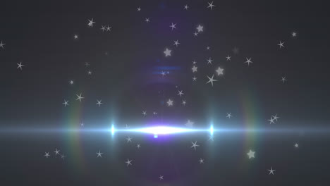 Animation-of-glowing-blue-light-moving-over-stars-in-background