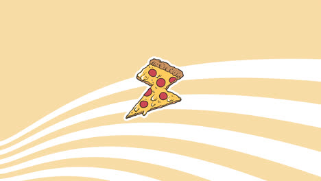 Animation-of-lightning-shape-pizza-icons-on-beige-background