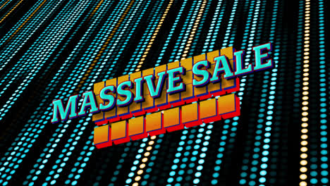 Animation-of-massive-sale-text-over-spots-on-black-background