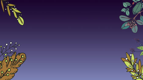 Animation-Eines-Blumenrahmens-Auf-Violettem-Hintergrund