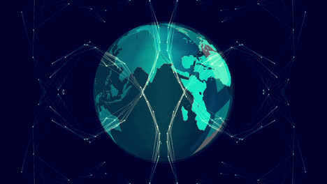 Animation-Des-Netzwerks-Von-Verbindungen-über-Den-Globus