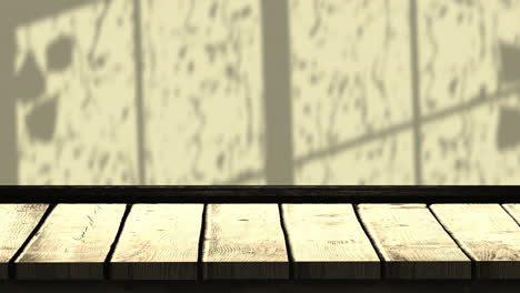 Animation-Von-Blättern,-Regen-Und-Fensterschatten-Auf-Gelbem-Hintergrund