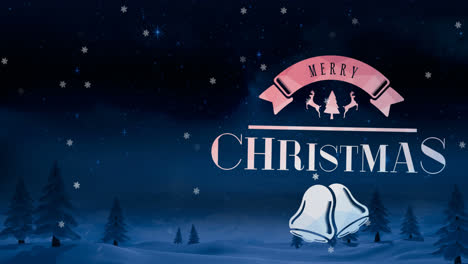 Animation-Des-Textes-„Frohe-Weihnachten“-über-Winterlandschaft-Und-Fallendem-Schnee