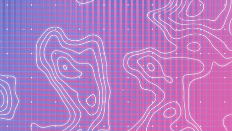 Animation-Von-Isohypsen-über-Datenverarbeitung-Auf-Violettem-Hintergrund