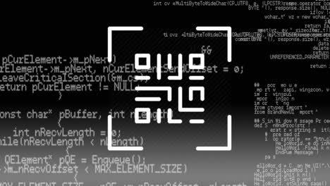 Animation-of-qr-code-and-data-processing-on-black-background