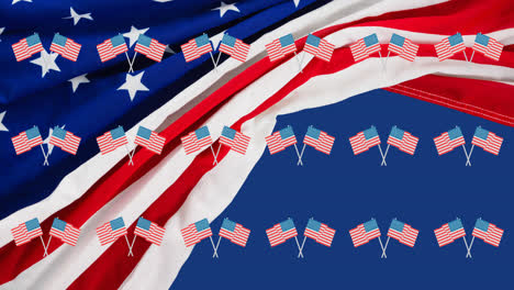 Animación-De-Iconos-De-La-Bandera-Americana-Sobre-La-Bandera-Americana