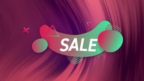Animation-of-sale-and-shapes-on-pink-background-with-lines