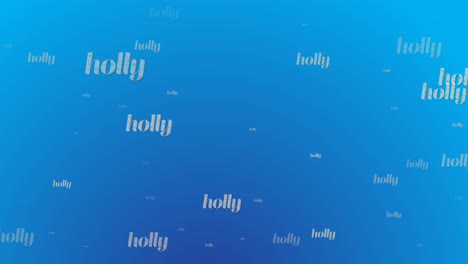 Animation-of-multiple-holly-texts-at-christmas-on-blue-background