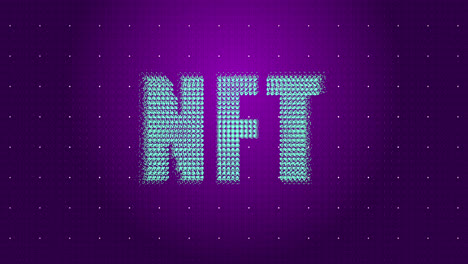 Animation-of-nft-over-violet-background-with-dots