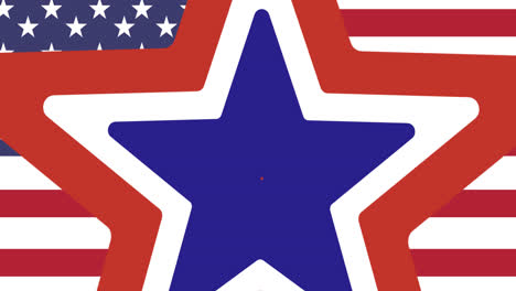 Animación-De-Estrellas-Rojas,-Azules-Y-Blancas-Sobre-La-Bandera-Americana.