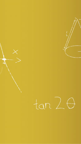 Animation-of-hand-written-mathematical-formulae-over-yellow-background