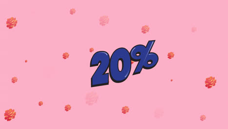 Animation-of-20-percentage-text-over-flowers-on-pink-background