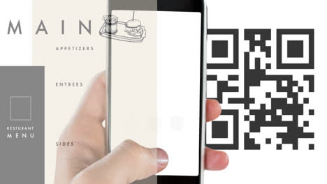 Animation-Des-Scannens-Von-QR-Codes-Und-Restaurantmenüs-Auf-Dem-Smartphone
