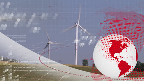 Animation-Des-Globus-Und-Datenverarbeitung-über-Windkraftanlagen