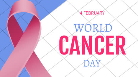 Animation-of-world-cancer-day-text-and-pink-ribbon-on-white-background