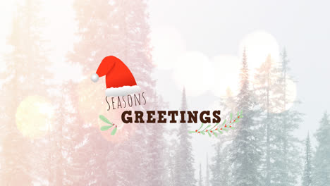 Animation-of-season-greeting-over-fir-trees